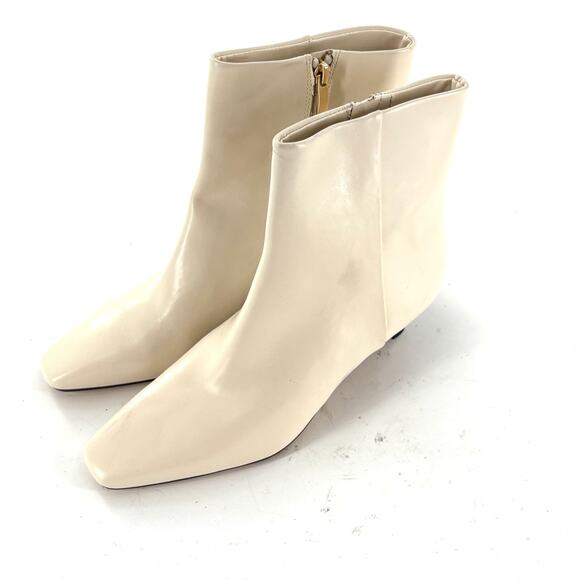 Nordstrom Arazio Kitten Heel Boots 7 White Cream NWOT Ankle Booties Glam Zip - Picture 7 of 9